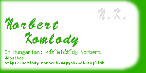 norbert komlody business card